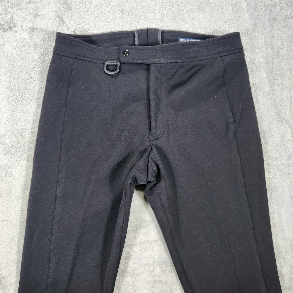 Vintage Polo Sport Ralph Lauren Snow Pants Mens 33x30 Black Stirrup Ski Zip Cuff